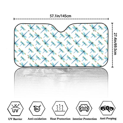 Watercolor Dragonfly Pattern Print Car Windshield Sun Shade
