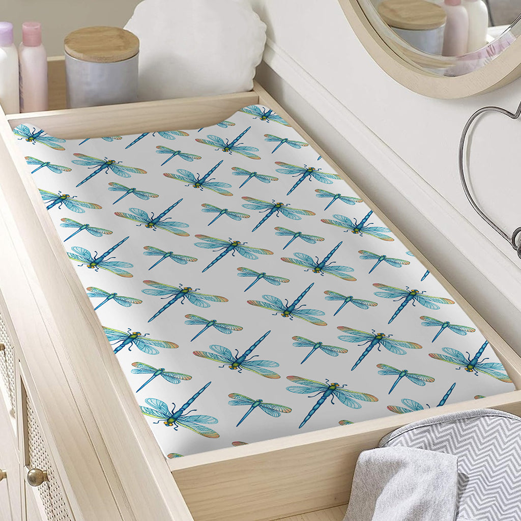 Watercolor Dragonfly Pattern Print Changing Pad Cover