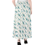 Watercolor Dragonfly Pattern Print Chiffon Maxi Skirt
