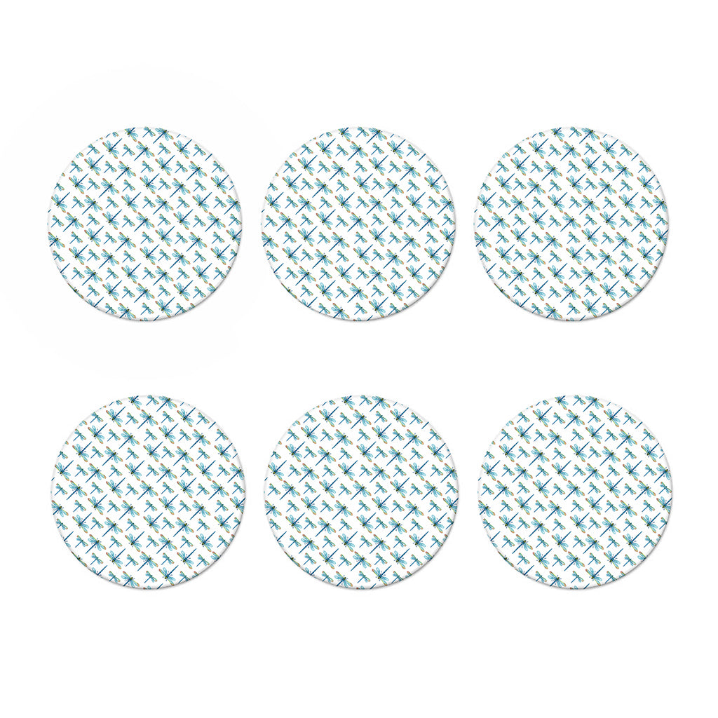 Watercolor Dragonfly Pattern Print Coaster Set