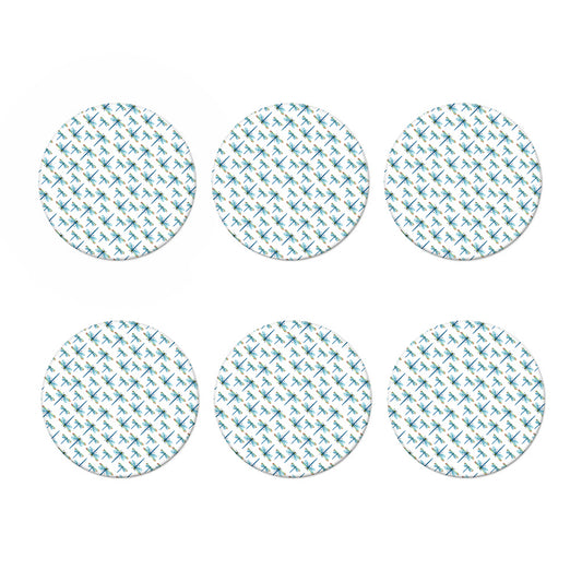 Watercolor Dragonfly Pattern Print Coaster Set