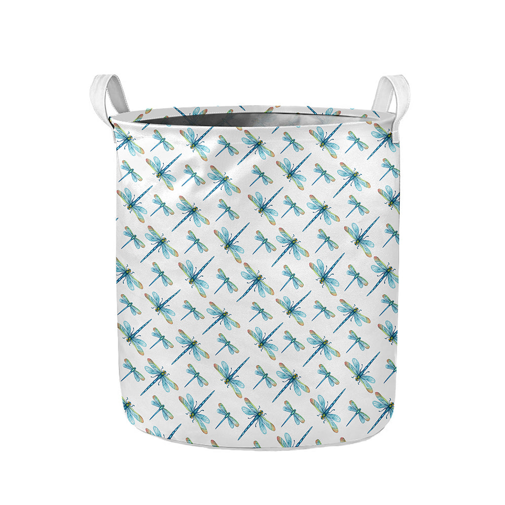 Watercolor Dragonfly Pattern Print Collapsible Laundry Basket