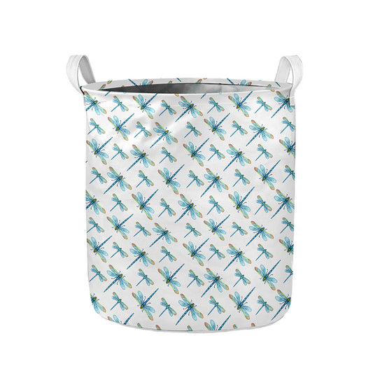 Watercolor Dragonfly Pattern Print Collapsible Laundry Basket
