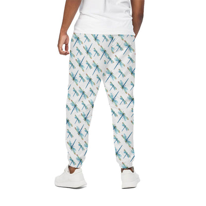 Watercolor Dragonfly Pattern Print Cotton Pants