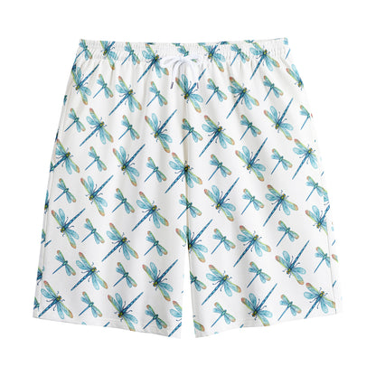 Watercolor Dragonfly Pattern Print Cotton Shorts