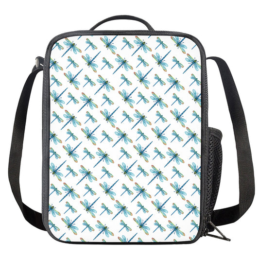 Watercolor Dragonfly Pattern Print Crossbody Lunch Bag
