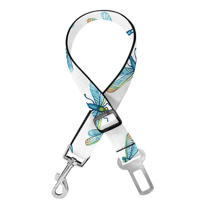 Watercolor Dragonfly Pattern Print Dog Seat Belt