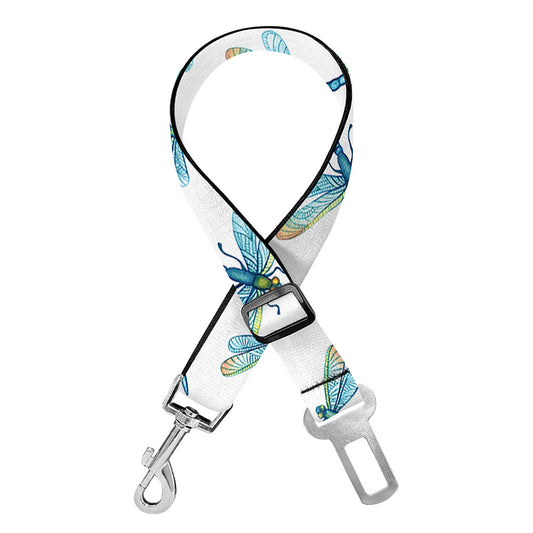 Watercolor Dragonfly Pattern Print Dog Seat Belt