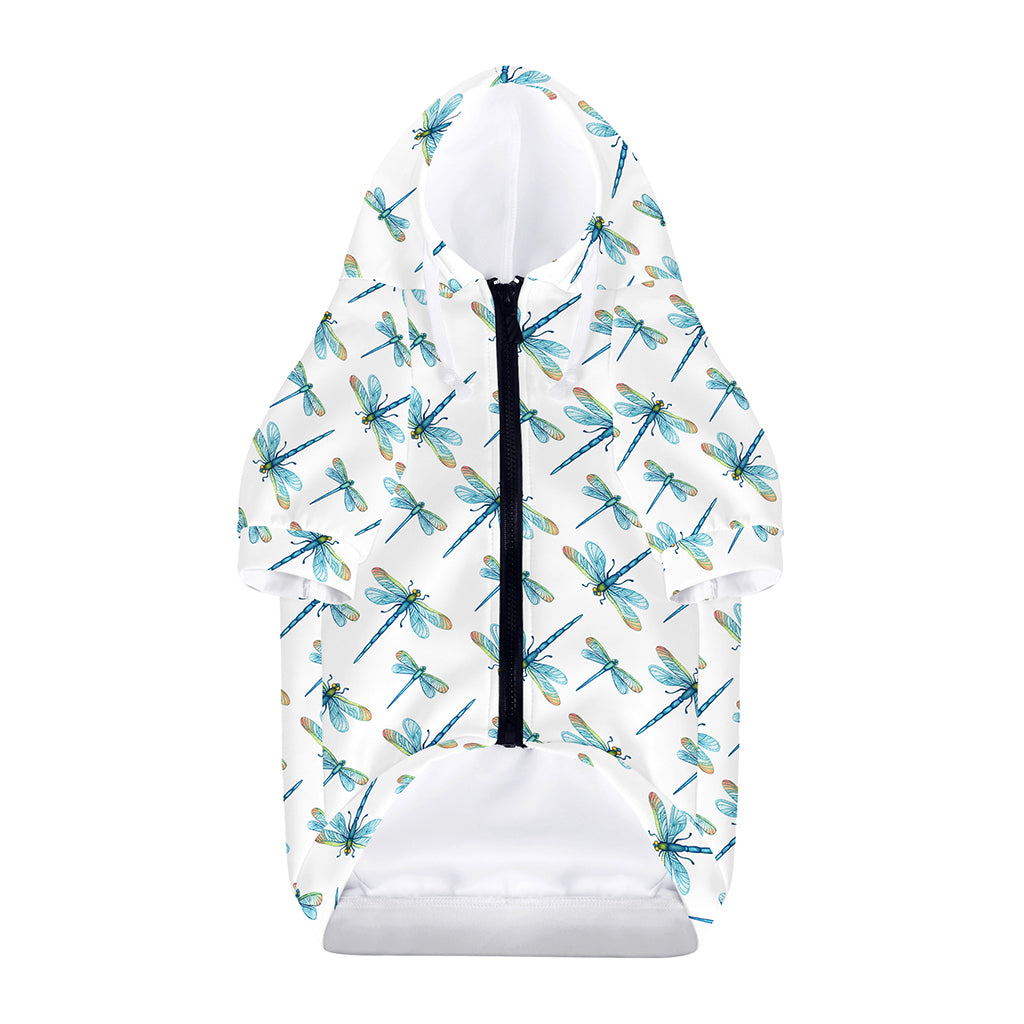 Watercolor Dragonfly Pattern Print Dog Zip Up Hoodie