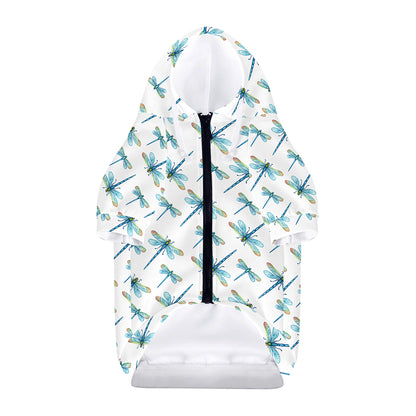 Watercolor Dragonfly Pattern Print Dog Zip Up Hoodie