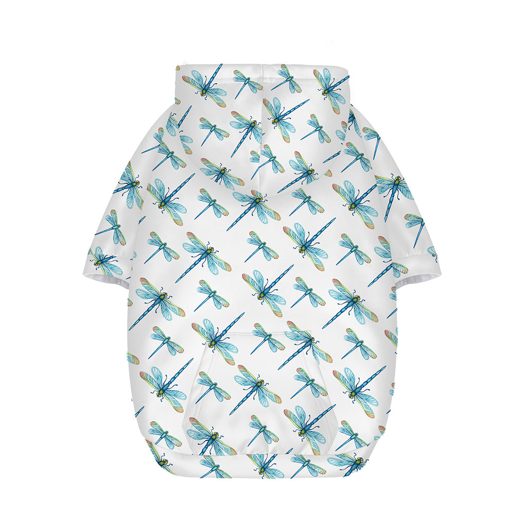 Watercolor Dragonfly Pattern Print Dog Zip Up Hoodie