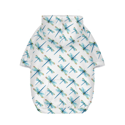 Watercolor Dragonfly Pattern Print Dog Zip Up Hoodie