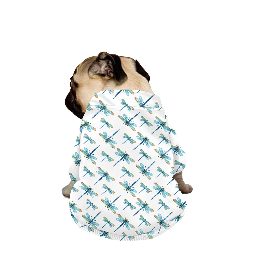Watercolor Dragonfly Pattern Print Dog Zip Up Jacket