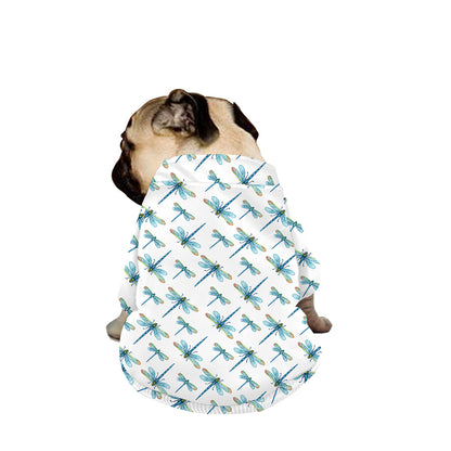 Watercolor Dragonfly Pattern Print Dog Zip Up Jacket