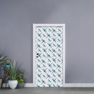 Watercolor Dragonfly Pattern Print Door Sticker