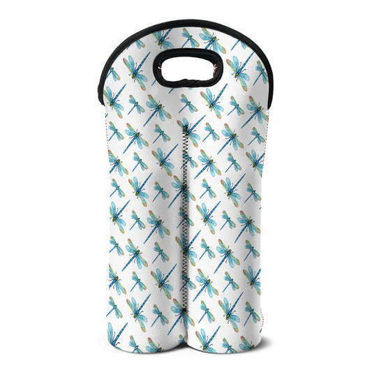 Watercolor Dragonfly Pattern Print Double Neoprene Wine Tote