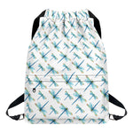 Watercolor Dragonfly Pattern Print Drawstring Backpack