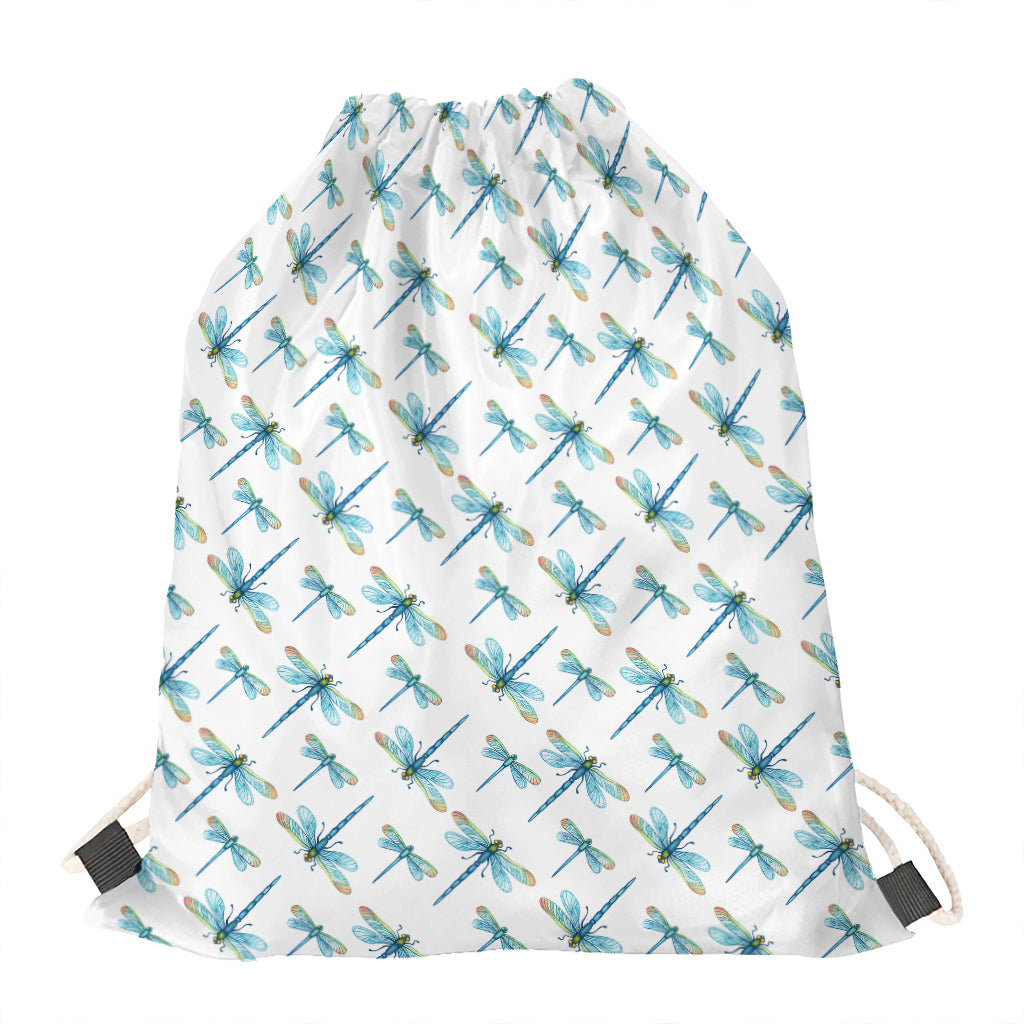 Watercolor Dragonfly Pattern Print Drawstring Bag