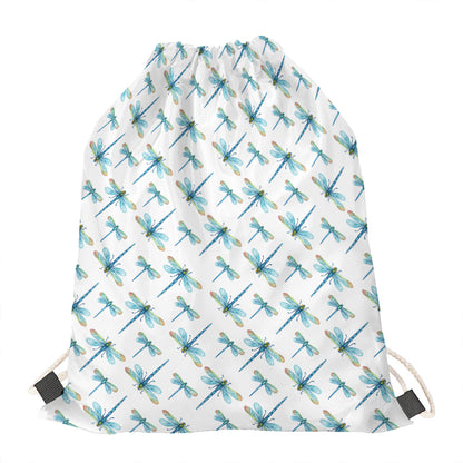 Watercolor Dragonfly Pattern Print Drawstring Bag