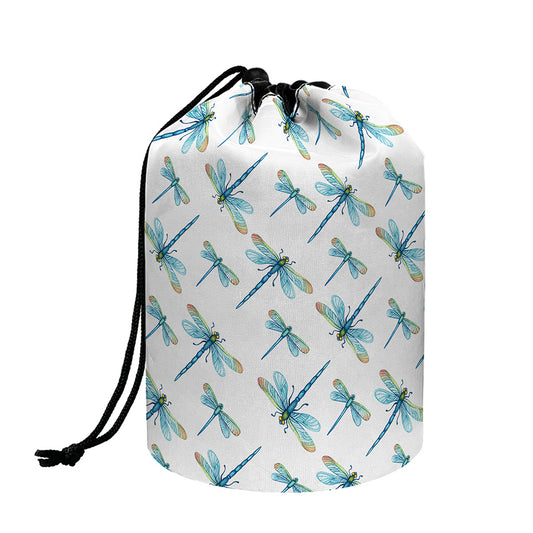 Watercolor Dragonfly Pattern Print Drawstring Makeup Bag