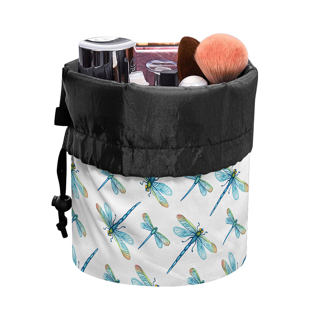 Watercolor Dragonfly Pattern Print Drawstring Makeup Bag