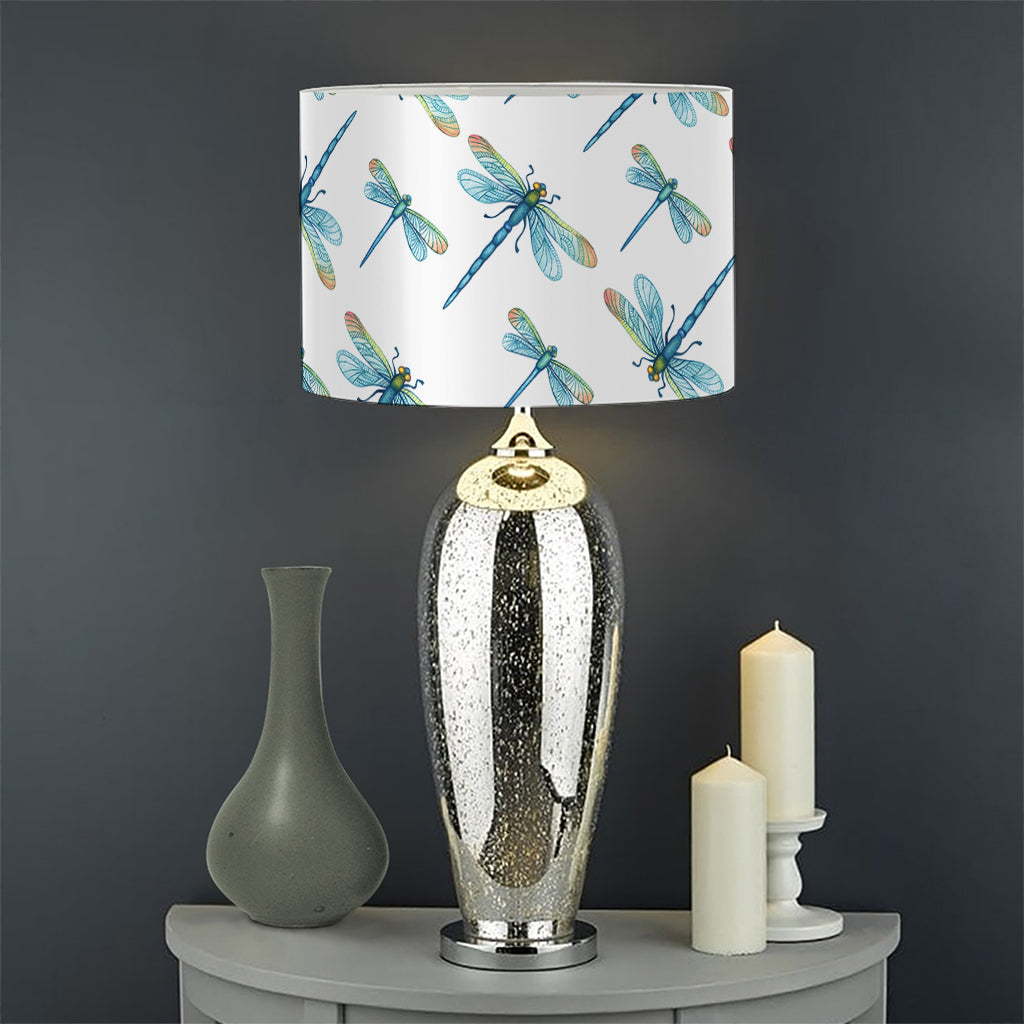 Watercolor Dragonfly Pattern Print Drum Lamp Shade