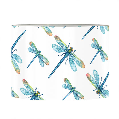 Watercolor Dragonfly Pattern Print Drum Lamp Shade