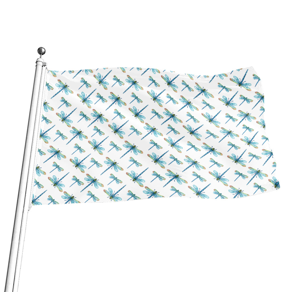 Watercolor Dragonfly Pattern Print Flag