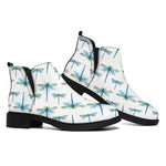 Watercolor Dragonfly Pattern Print Flat Ankle Boots