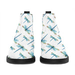 Watercolor Dragonfly Pattern Print Flat Ankle Boots