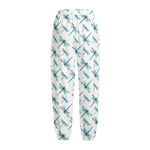 Watercolor Dragonfly Pattern Print Fleece Lined Knit Pants
