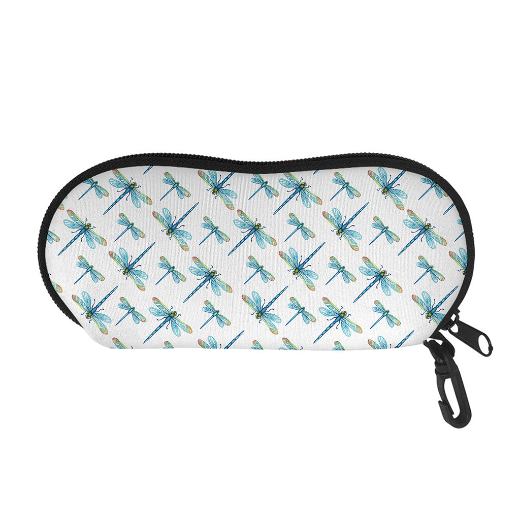 Watercolor Dragonfly Pattern Print Glasses Case