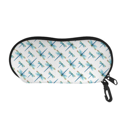 Watercolor Dragonfly Pattern Print Glasses Case