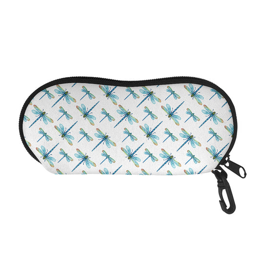 Watercolor Dragonfly Pattern Print Glasses Case