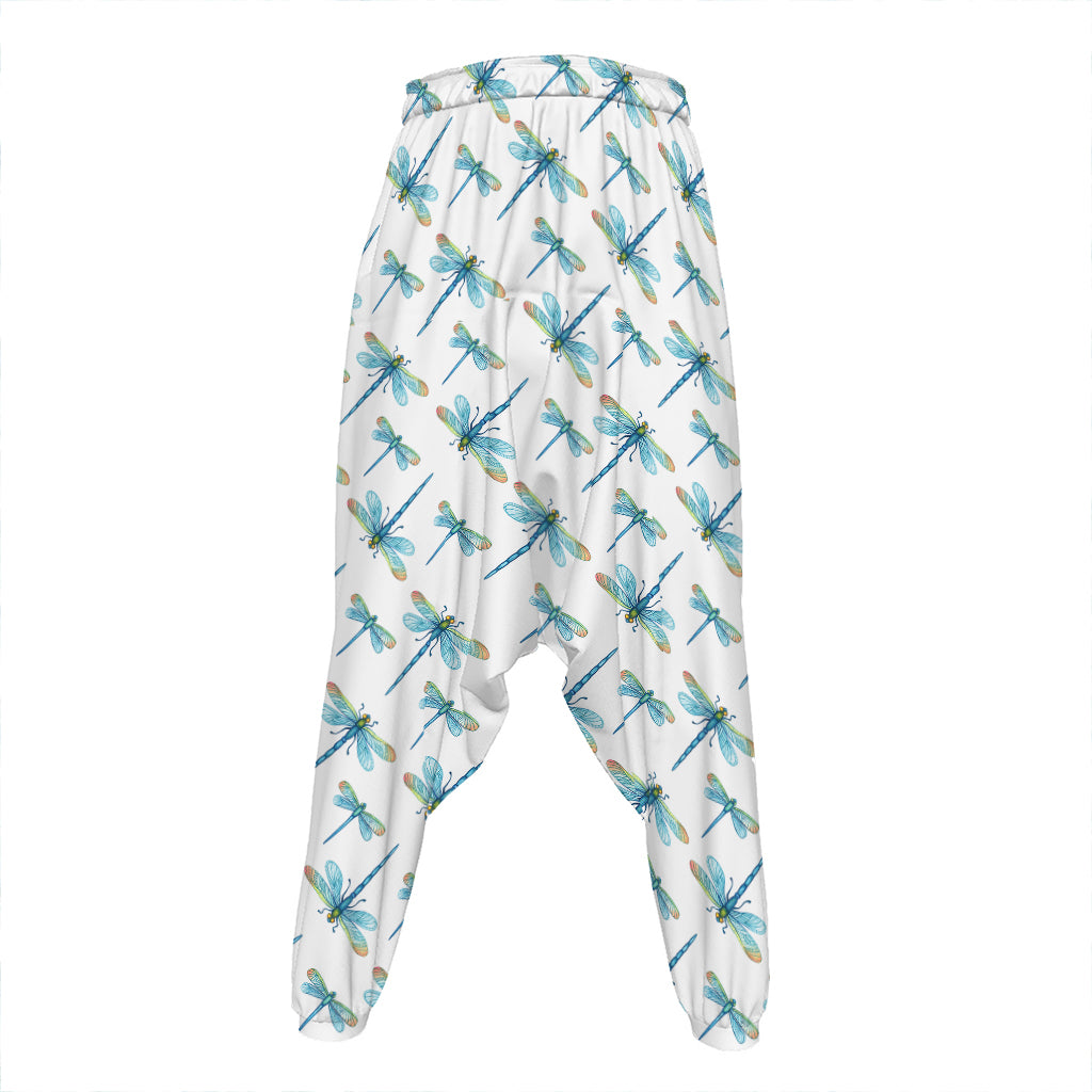Watercolor Dragonfly Pattern Print Hammer Pants