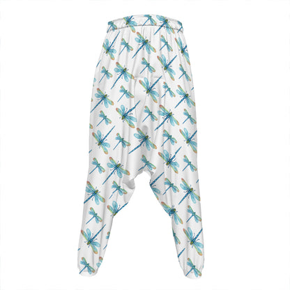 Watercolor Dragonfly Pattern Print Hammer Pants