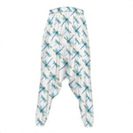 Watercolor Dragonfly Pattern Print Hammer Pants