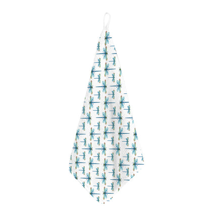 Watercolor Dragonfly Pattern Print Hand Towel