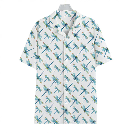 Watercolor Dragonfly Pattern Print Hawaiian Shirt