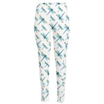 Watercolor Dragonfly Pattern Print High-Waisted Pocket Leggings