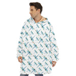Watercolor Dragonfly Pattern Print Hoodie Blanket