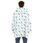 Watercolor Dragonfly Pattern Print Hoodie Blanket
