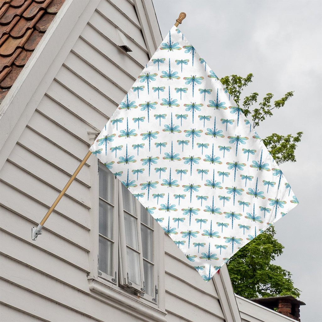 Watercolor Dragonfly Pattern Print House Flag