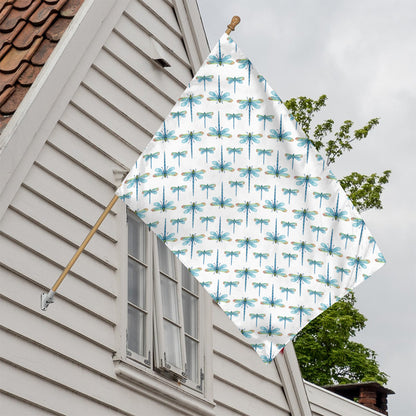 Watercolor Dragonfly Pattern Print House Flag