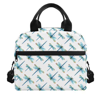Watercolor Dragonfly Pattern Print Insulated Lunch Bag