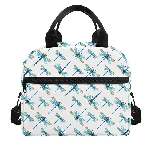 Watercolor Dragonfly Pattern Print Insulated Lunch Bag