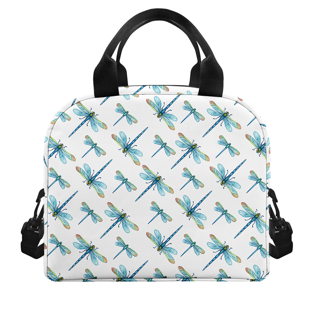 Watercolor Dragonfly Pattern Print Insulated Lunch Bag