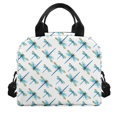 Watercolor Dragonfly Pattern Print Insulated Lunch Bag