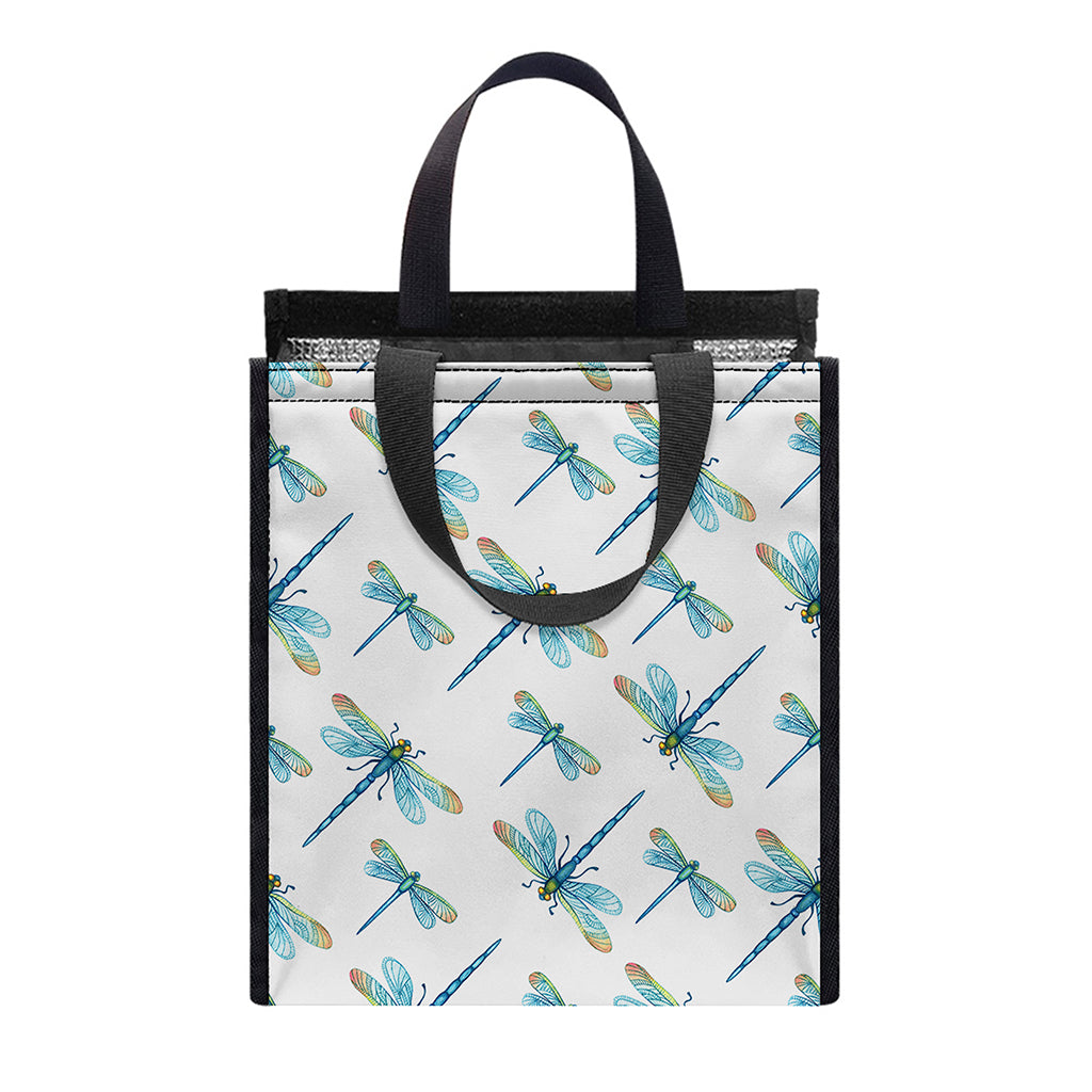 Watercolor Dragonfly Pattern Print Insulated Lunch Tote