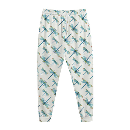 Watercolor Dragonfly Pattern Print Jogger Pants